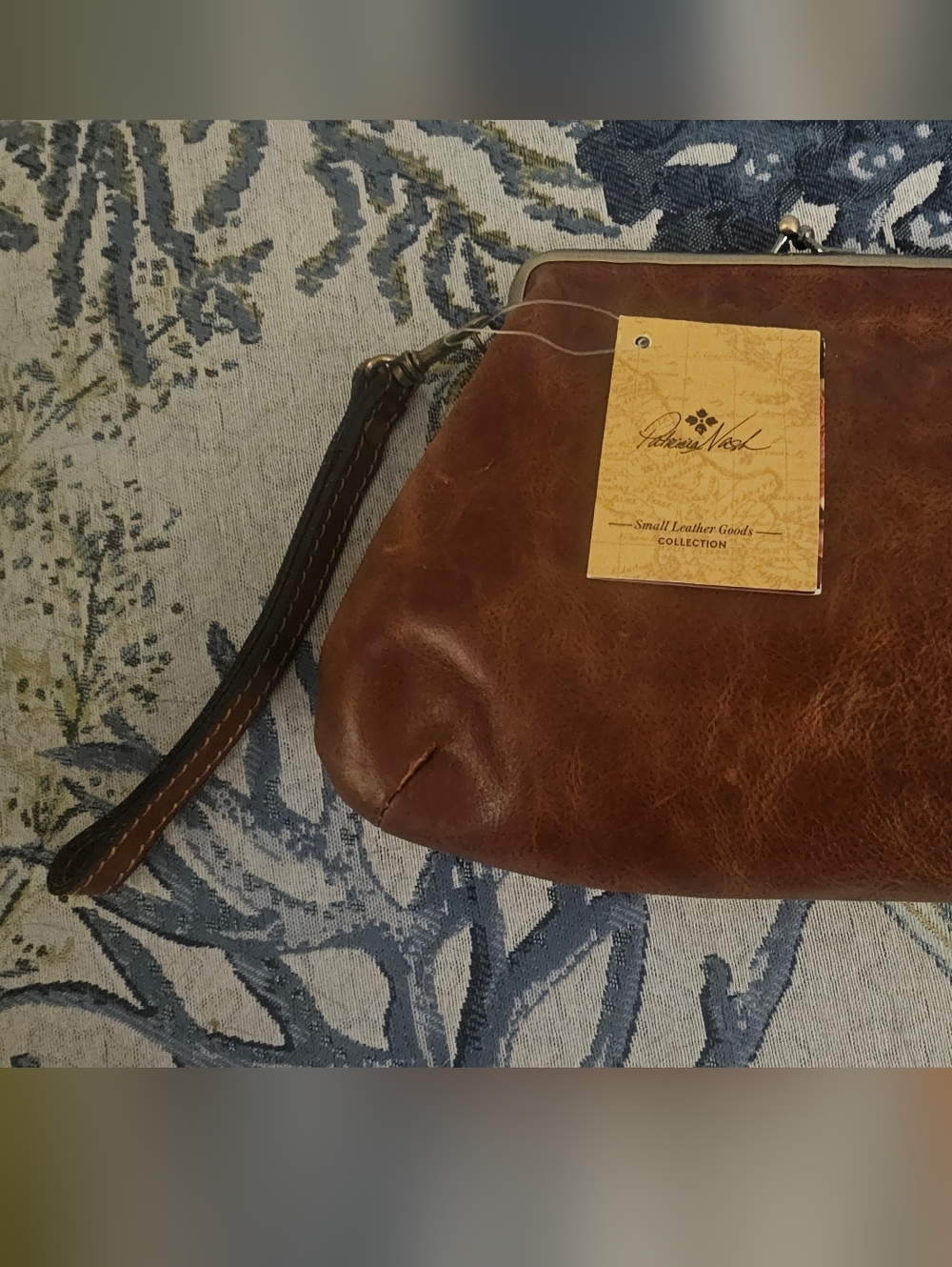 Patricia Nash Brown Leather Wristlet Clutch